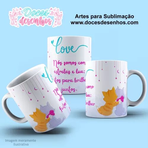 Arte Estampa Caneca Gatinhos - Dia dos Namorados 2024