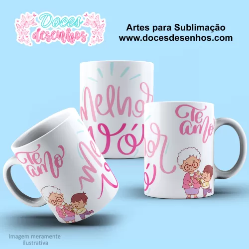 Arte Estampa Caneca Sublimação 2024 - Te Amo Vó