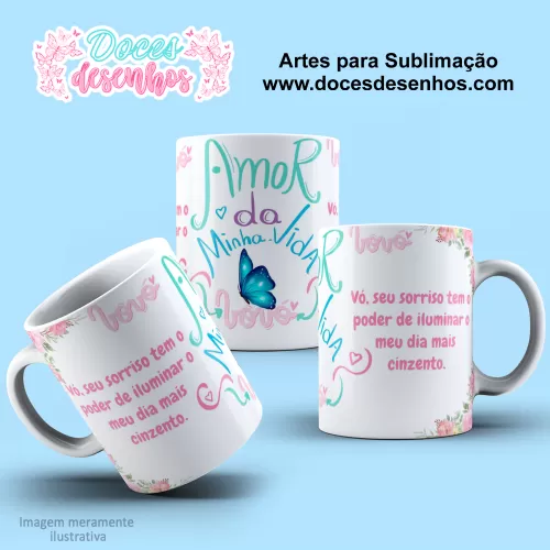 Arte Estampa Caneca Sublimação 2024 - Vovó