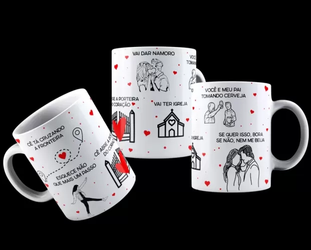 Arte Estampa Caneca Sublimação 4 Artes - Dia dos Namorados - Músicas