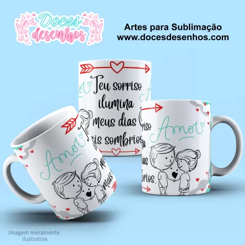 Arte Estampa Caneca Sublimação Amor - Dia dos Namorados 2024