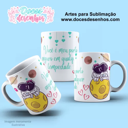 Arte Estampa Caneca Sublimação Casal Astronauta - Dia dos Namorados 2024