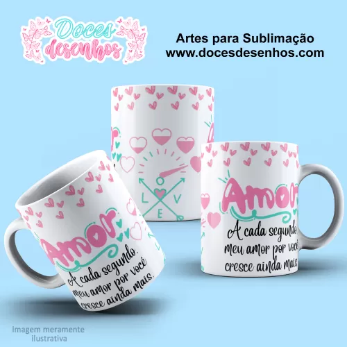 Arte Estampa Caneca Sublimção Relógio Amor - Dia dos Namorados 2024