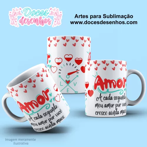 Arte Estampa Caneca Sublimção Relógio Amor - Dia dos Namorados  2024