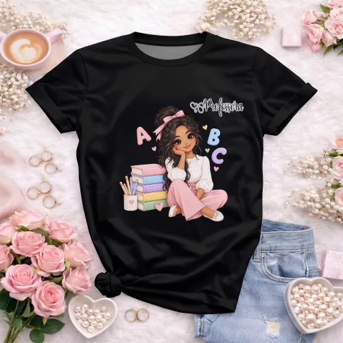 Arte Professora Educação Infantil ABC em CDR com fonte inclusa e texto editável. Ideal para camisetas, alfabetização e personalizados 2026 e 2027.
