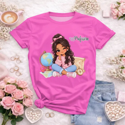 Arte Professora de Geografia em CDR com fonte inclusa e texto editável. Ideal para camisetas, Volta às Aulas e Dia dos Professores 2026 e 2027.