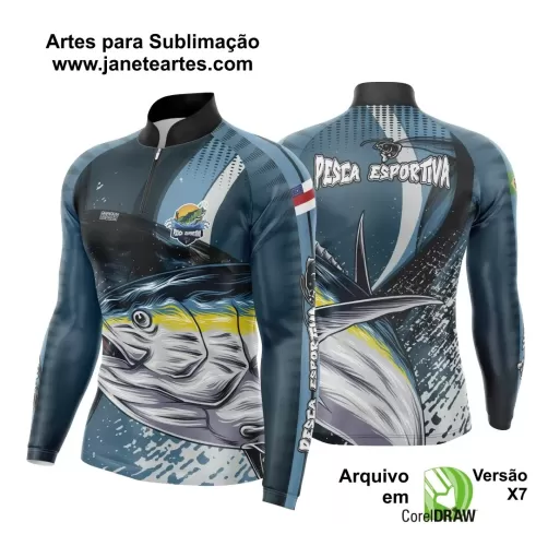 Arte Template Camisa De Pesca Esportiva Modelo 16