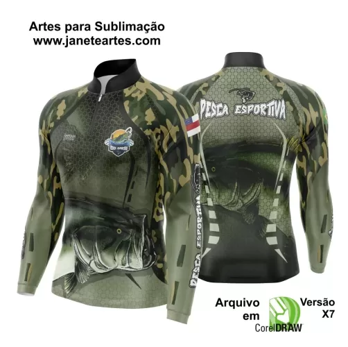 Arte Template Camisa De Pesca Esportiva Modelo 17