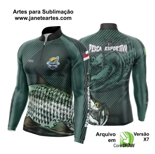 Arte Template Camisa De Pesca Esportiva Modelo 20