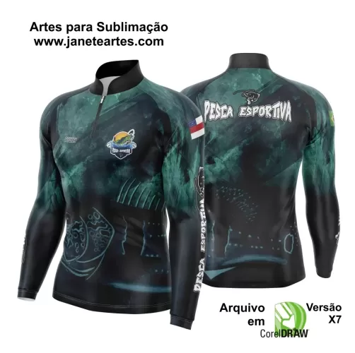Arte Template Camisa De Pesca Esportiva Modelo 21