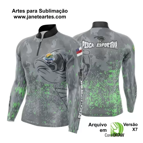 Arte Template Camisa De Pesca Esportiva Modelo 24