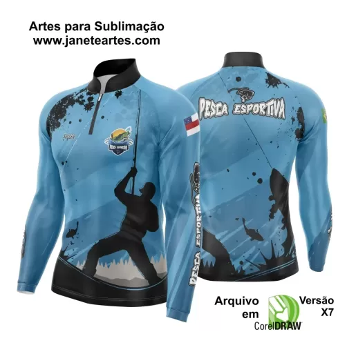 Arte Template Camisa De Pesca Esportiva Modelo 25