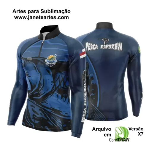 Arte Template Camisa De Pesca Esportiva Modelo 26