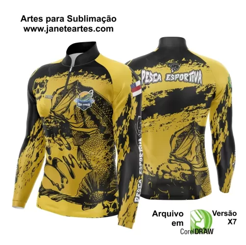 Arte Template Camisa De Pesca Esportiva Modelo 28