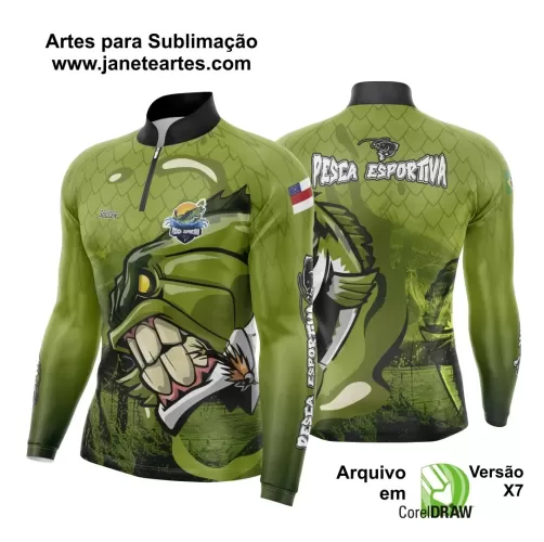 Arte Template Camisa De Pesca Esportiva Modelo 29