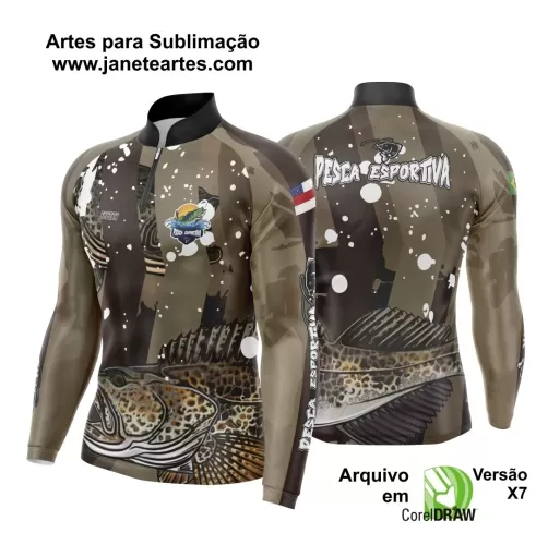 Arte Template Camisa De Pesca Esportiva Modelo 30