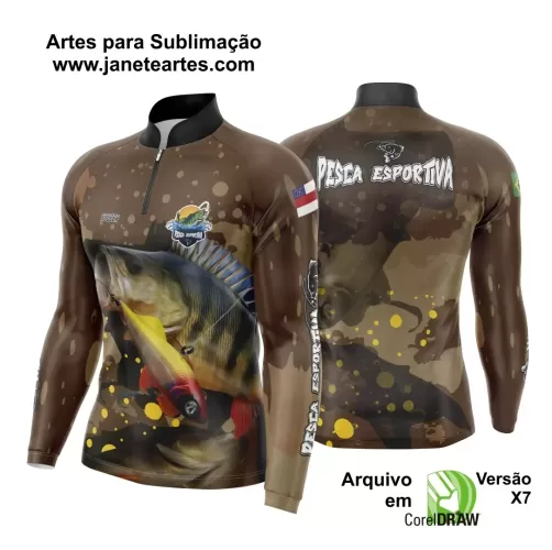 Arte Template Camisa De Pesca Esportiva Modelo 31