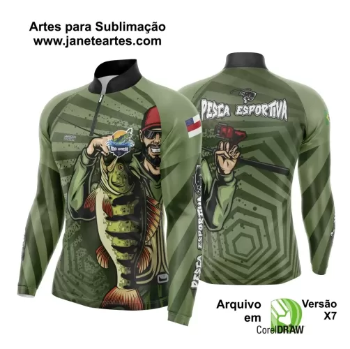 Arte Template Camisa De Pesca Esportiva Modelo 33