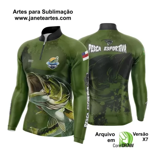 Arte Template Camisa De Pesca Esportiva Modelo 35