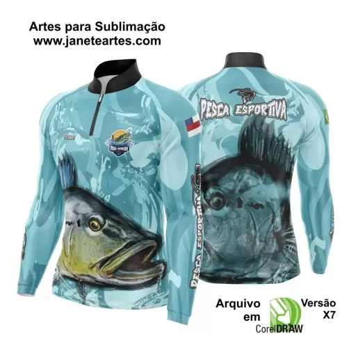 Arte Template Camisa De Pesca Esportiva Modelo 37