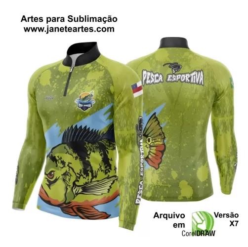 Arte Template Camisa De Pesca Esportiva Modelo 38