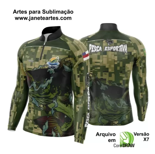 Arte Template Camisa De Pesca Esportiva Modelo 41