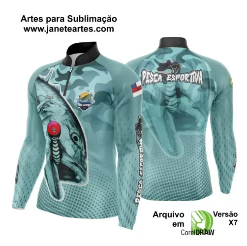 Arte Template Camisa De Pesca Esportiva Modelo 43