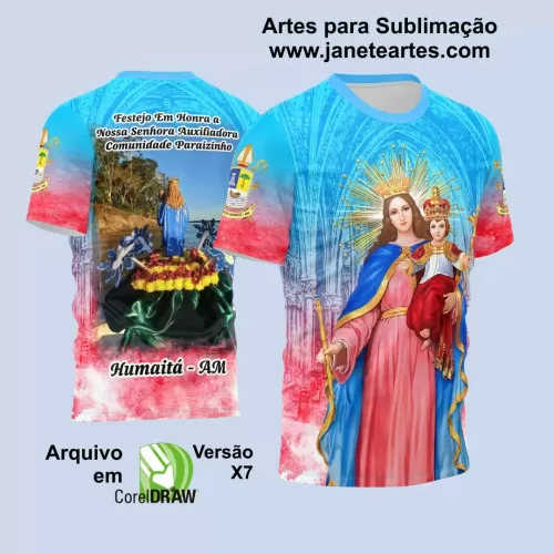 Arte Vetor Camisa Azul Claro  Religião - Nossa Senhora Auxiliadora 2024