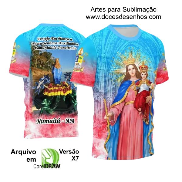 Arte Vetor Camisa Azul Claro  Religião - Nossa Senhora Auxiliadora 2024