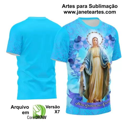 Arte Vetor Camisa Azul Religião - Nossa Senhora das Graças