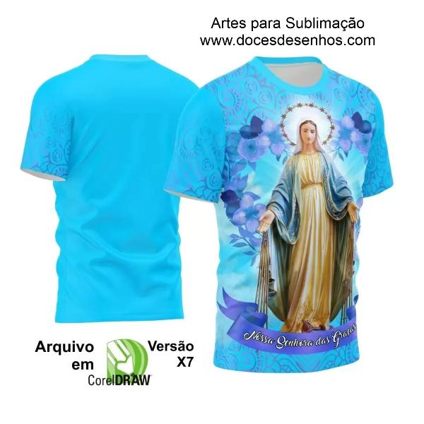 Arte Vetor Camisa Azul Religião - Nossa Senhora das Graças