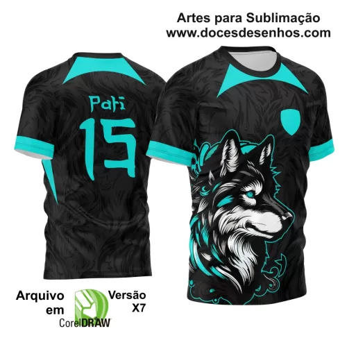 Arte Vetor Camisa Black Interclasse - Jogos Internos 2024 - Lobo Verde Água
