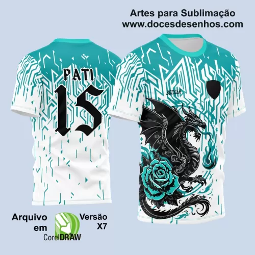 Arte Vetor Camisa Branca Interclasse - Jogos Internos 2024 - Dragão Flor