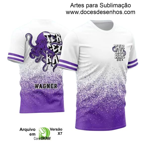 Arte Vetor Camisa  Branca - Terceirão 2024 - Polvo Roxo