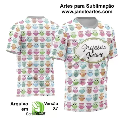 Arte Vetor Camisa Corujinha Fofas - Professora 2024