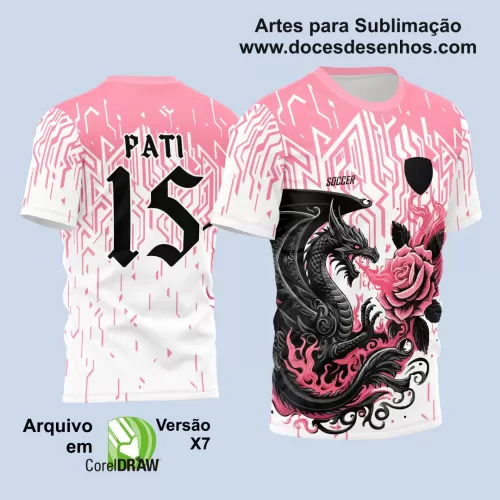 Arte Vetor Camisa Interclasse - Jogos Internos 2024 - Dragão Flor Rosa