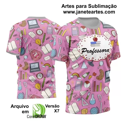 Arte Vetor Camisa Rosa - Professora 2024