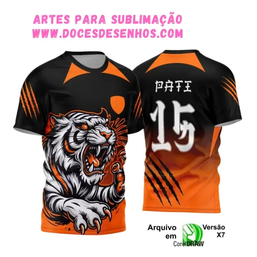 Arte Vetor Camisa Tigre Interclasse Preta e Laranja 2025