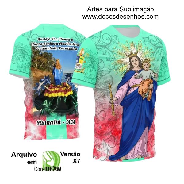 Arte Vetor Camisa Verde Religião - Nossa Senhora Auxiliadora 2024