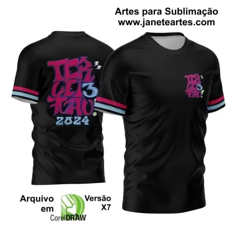 Arte Vetor Estampa Camisa  Preta e Rosa Terceirão 2024