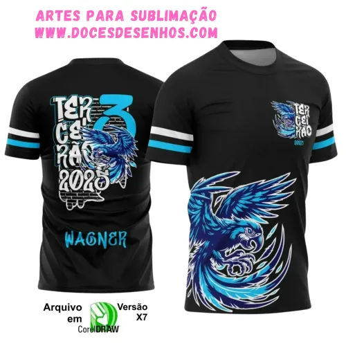 Arte Vetor para Camiseta Escolar – Terceirão: Arara Azul Arte Vetor para Camiseta Escolar – Terceirão: Arara Azul