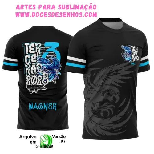 Arte Vetor para Camiseta Escolar – Terceirão: Arara Azul Arte Vetor para Camiseta Escolar – Terceirão: Arara Azul