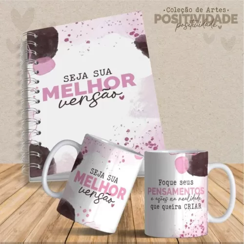 Artes Canecas e Agendas Personalizadas Positividade V23 (Vintage)