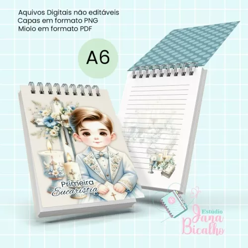 Bloquinho Primeira Eucaristia Blue Boys  (Jana Bicalho)
