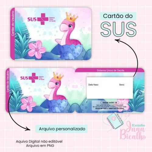 Caderneta de Saúde – Dinossauro Rosa – Jana Bicalho