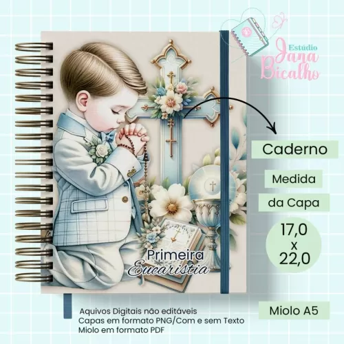 Caderno A5 Primeira Eucaristia Blue Boys  (Jana Bicalho)