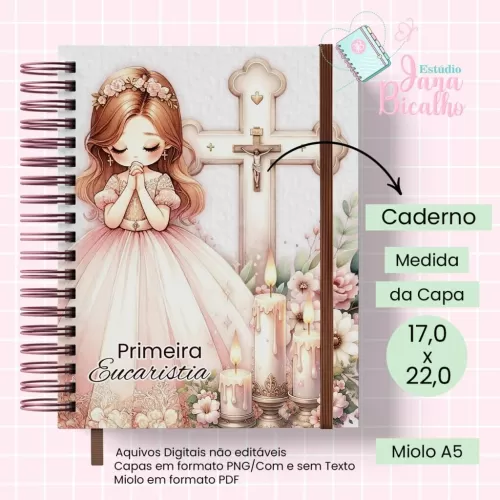 Caderno A5 Primeira Eucaristia Rose Gold Girls  (Jana Bicalho)