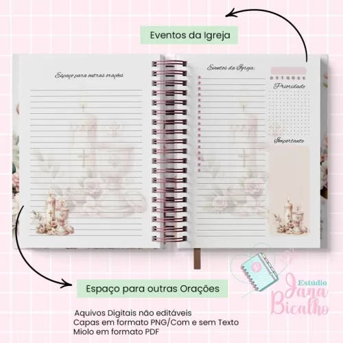 Caderno A5 Primeira Eucaristia Rose Gold Girls  (Jana Bicalho)