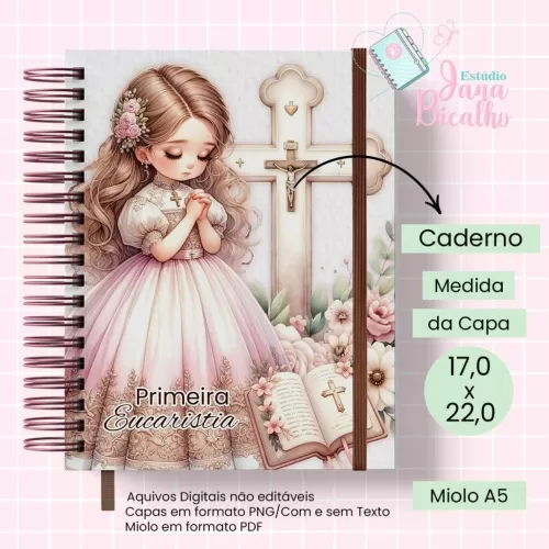 Caderno A5 Primeira Eucaristia Rose Gold Girls  (Jana Bicalho)