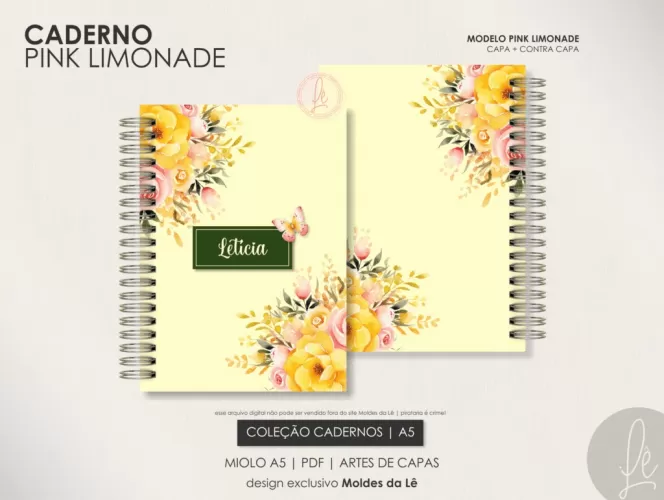 Caderno Pautado A5 – Pink Limonade (Moldes da Lê)